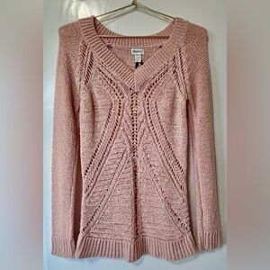 Dynamite| Pale Pink Loose Knit Longline V-Neck Sweater Sz XS